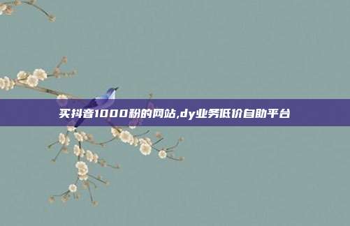 买抖音1000粉的网站,dy业务低价自助平台