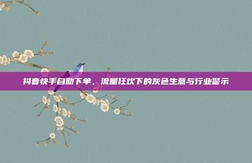 抖音快手自助下单，流量狂欢下的灰色生意与行业警示