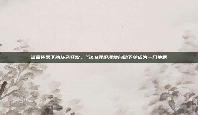 流量迷思下的灰色狂欢，当KS评论涨赞自助下单成为一门生意