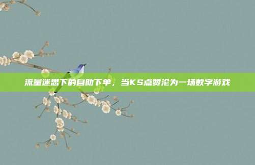 流量迷思下的自助下单，当KS点赞沦为一场数字游戏