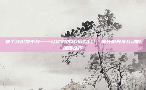 快手评论赞平台——让你的内容迅速走红,提升曝光与互动的绝佳选择