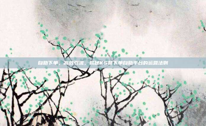 自助下单，高效引流，揭秘KS赞下单自助平台的运营法则