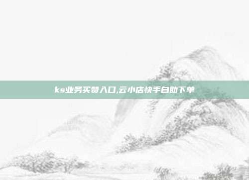 ks业务买赞入口,云小店快手自助下单