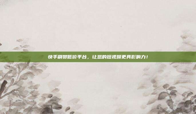 快手刷赞低价平台,让您的短视频更具影响力!