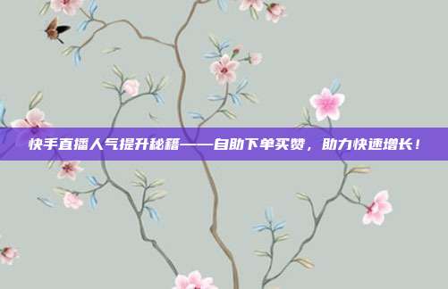 快手直播人气提升秘籍——自助下单买赞,助力快速增长!