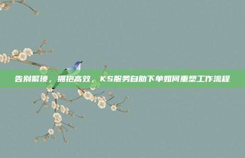 告别繁琐，拥抱高效，KS服务自助下单如何重塑工作流程
