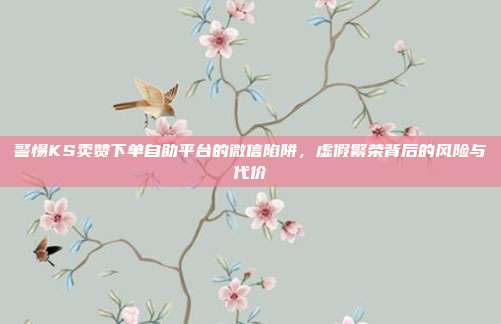 警惕KS卖赞下单自助平台的微信陷阱，虚假繁荣背后的风险与代价