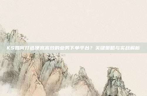 KS如何打造便宜高效的业务下单平台？关键策略与实战解析
