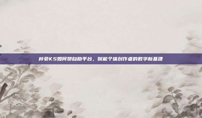 梓豪KS如何赞自助平台，赋能个体创作者的数字新基建