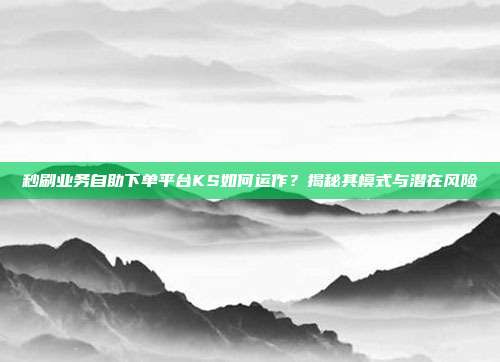 秒刷业务自助下单平台KS如何运作？揭秘其模式与潜在风险