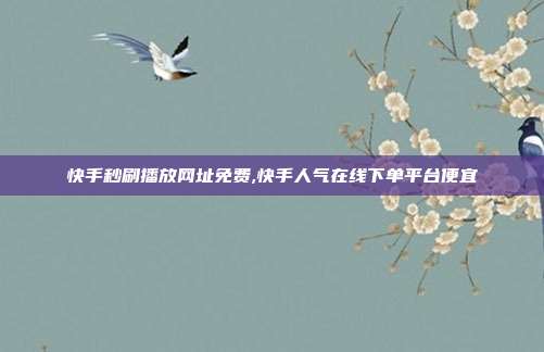 快手秒刷播放网址免费,快手人气在线下单平台便宜