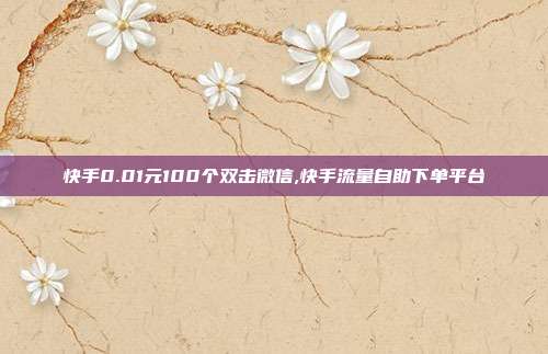 快手0.01元100个双击微信,快手流量自助下单平台