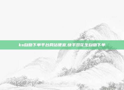 ks自助下单平台网站便宜,快手双花生自助下单