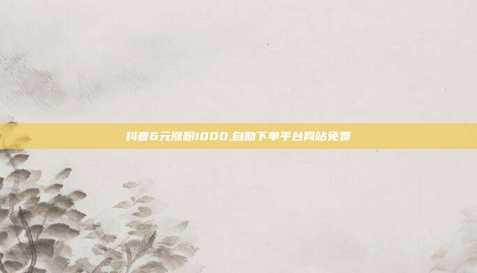 抖音6元涨粉1000,自助下单平台网站免费