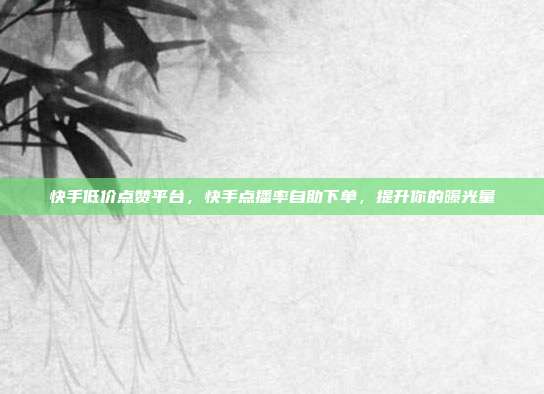 快手低价点赞平台,快手点播率自助下单,提升你的曝光量