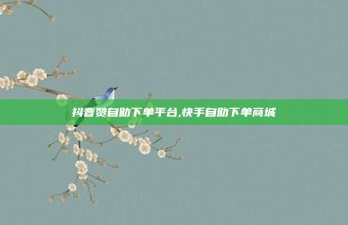 抖音赞自助下单平台,快手自助下单商城