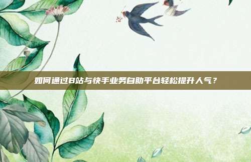 如何通过B站与快手业务自助平台轻松提升人气?