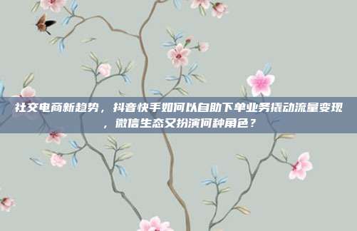 社交电商新趋势，抖音快手如何以自助下单业务撬动流量变现，微信生态又扮演何种角色？