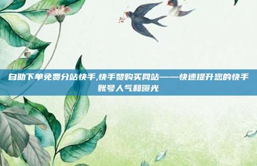 自助下单免费分站快手,快手赞购买网站——快速提升您的快手账号人气和曝光