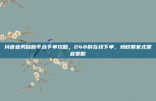 抖音业务自助平台下单攻略，24小时在线下单，蚂蚁搬家式便宜策略