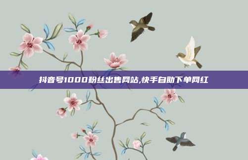 抖音号1000粉丝出售网站,快手自助下单网红