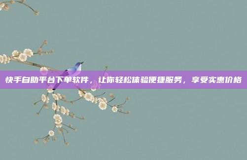 快手自助平台下单软件,让你轻松体验便捷服务,享受实惠价格
