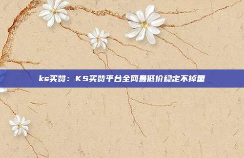 ks买赞:KS买赞平台全网最低价稳定不掉量
