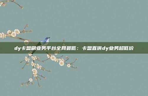 dy卡盟刷业务平台全网最低:卡盟直供dy业务超低价