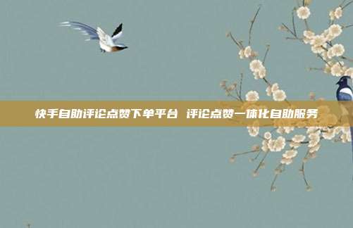 快手自助评论点赞下单平台 评论点赞一体化自助服务