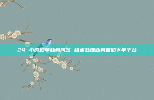24 小时秒单业务网站 极速处理业务自助下单平台