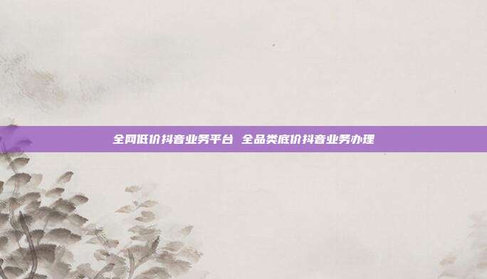 全网低价抖音业务平台 全品类底价抖音业务办理