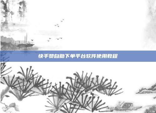 快手赞自助下单平台软件使用教程