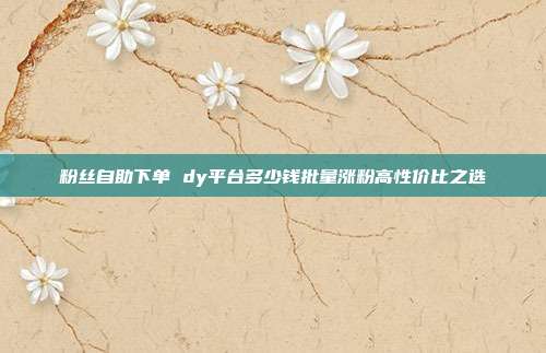 粉丝自助下单 dy平台多少钱批量涨粉高性价比之选