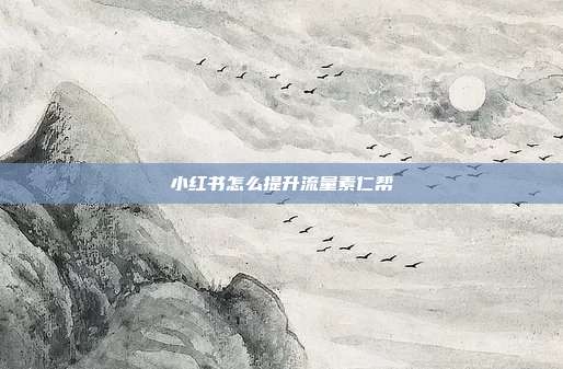 小红书怎么提升流量素仁帮