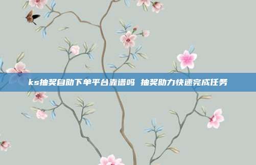 ks抽奖自助下单平台靠谱吗 抽奖助力快速完成任务