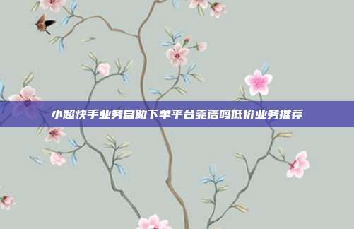 小超快手业务自助下单平台靠谱吗低价业务推荐