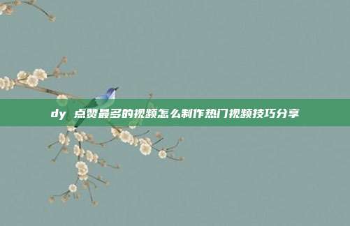 dy 点赞最多的视频怎么制作热门视频技巧分享