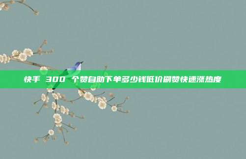 快手 300 个赞自助下单多少钱低价刷赞快速涨热度