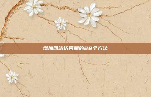 增加网站访问量的29个方法