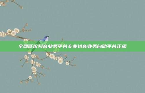 全网低价抖音业务平台专业抖音业务自助平台正规