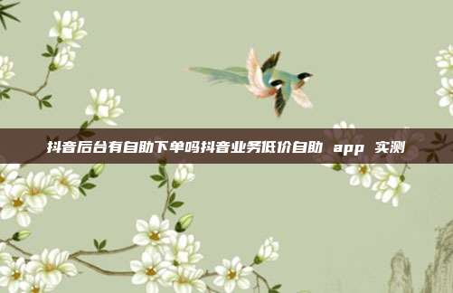 抖音后台有自助下单吗抖音业务低价自助 app 实测