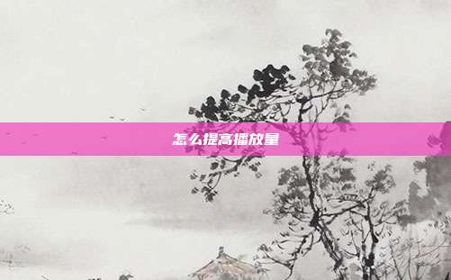 怎么提高播放量