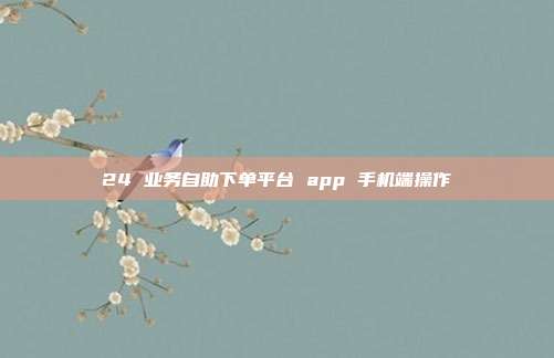 24 业务自助下单平台 app 手机端操作