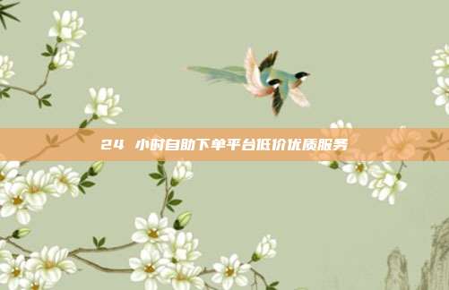 24 小时自助下单平台低价优质服务
