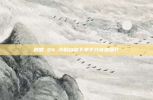 秒赞 24 小时自助下单平台快速提升