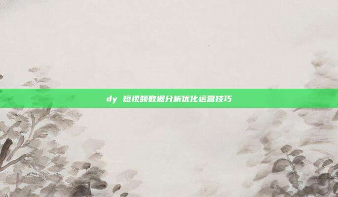 dy 短视频数据分析优化运营技巧