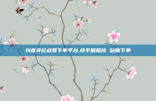 抖音评论点赞下单平台,快手刷播放 自助下单
