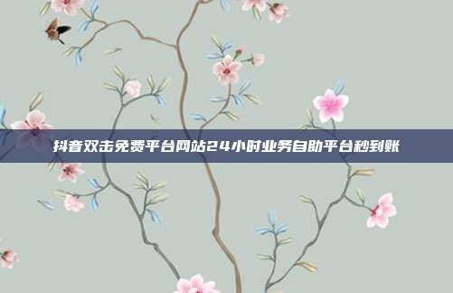 抖音双击免费平台网站24小时业务自助平台秒到账