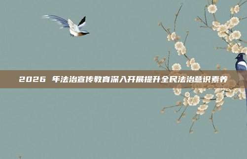 2026 年法治宣传教育深入开展提升全民法治意识素养