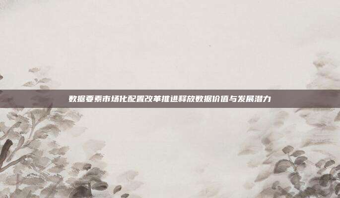 数据要素市场化配置改革推进释放数据价值与发展潜力